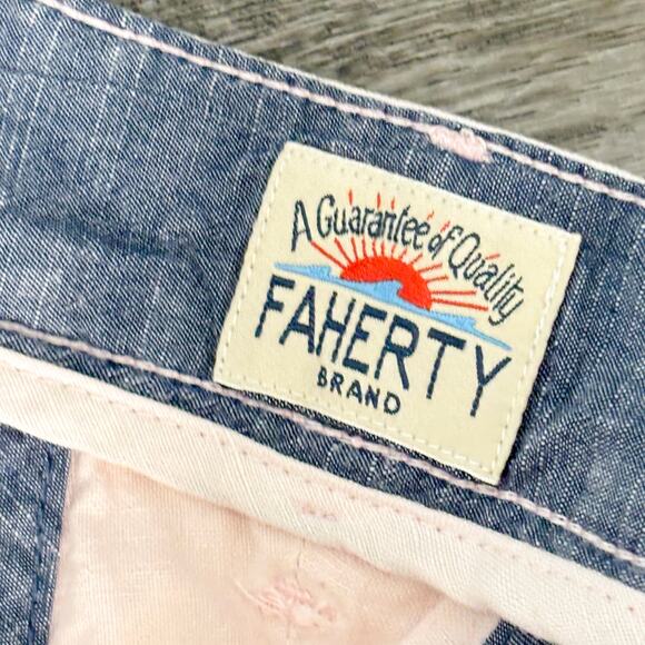 Faherty Tradewinds Linen Blend Shorts Mens 38 Chino Pink Knit Preppy‎ Beach - Picture 6 of 10